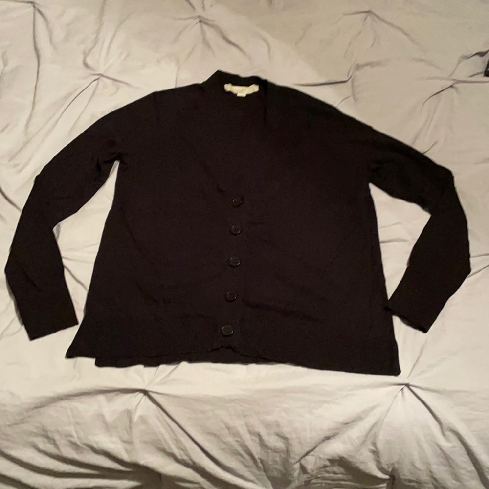 Black Loft V Neck Button Up Sweater / Cardigan